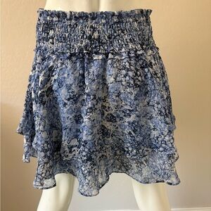 Express Blue Patterned Mini Skirt